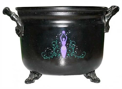 Metal Cauldron with goddess decal 3 Metal Cauldron with goddess decal