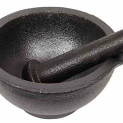 Medium Cast Iron Cauldron Mortar and Pestle Set
