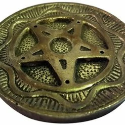 Fancy Pentagram round metal incense holder