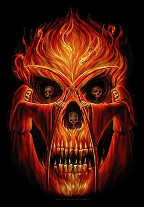 Skulls & Death Anna Marine - Flaming Altar wall flag 3 Skulls & Death Anna Marine - Flaming Altar wall flag